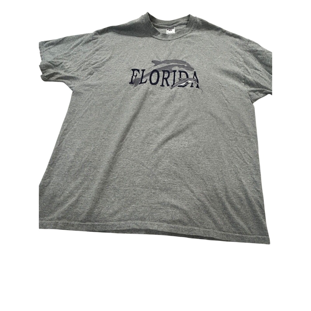 Jerzees Florida Dolphin Graphic T-Shirt Heavyweight Cotton Gray 2XL(469)
